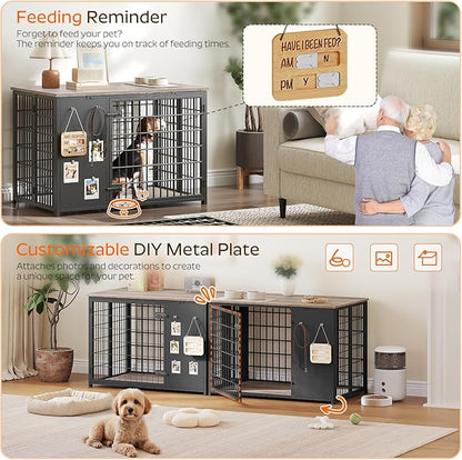 YATINEY Foldable Dog Crate Furniture, Dog Crate - Image 4
