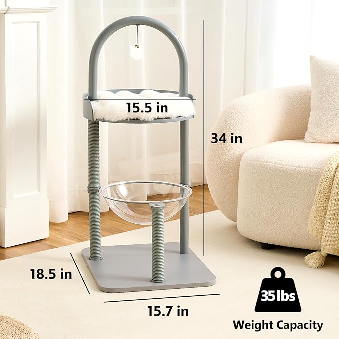 34" Modern Cat Tree Furniture, Minimalist Metal Frame Cat Tower - Image 5