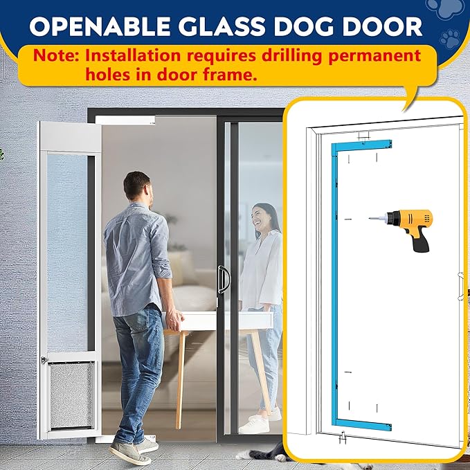 Large Dog Door for Sliding Glass Door, Openable Pet Door for Sliding Glass - Image 3