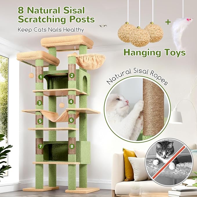 Globlazer XXL Cactus Giant Cat Tree, 83 Inch Heavy Duty Cactus Tall Cat Tower - Image 5