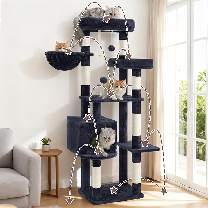 Gitelsnour Cat Tree for Indoor Cats, 55.1 inch Cat Tower - Image 6