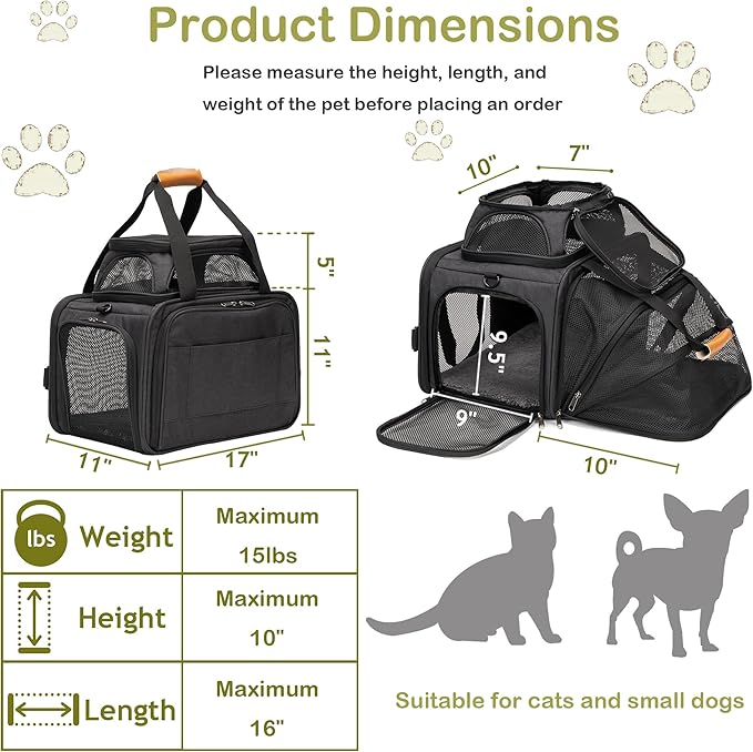 JUNGYOON Cat Carrier, Expandable Airline-Approved Soft-Sided Pet Travel Bag - Image 2
