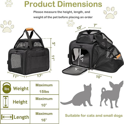 JUNGYOON Cat Carrier, Expandable Airline-Approved Soft-Sided Pet Travel Bag - Image 2