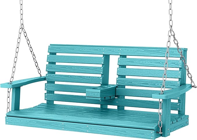 KINGYES Outdoor Hanging Porch Swing, 2 Seat Patio Swing Recliner by KINGYES