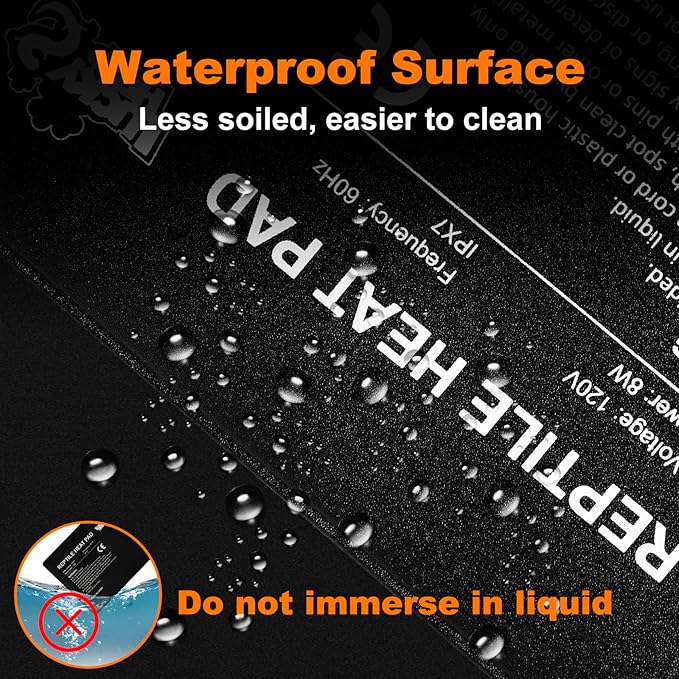 LUCKY HERP Reptile Heat Pad 6x8 Inch 8W Under Tank Terrarium Heating Mat - Image 3