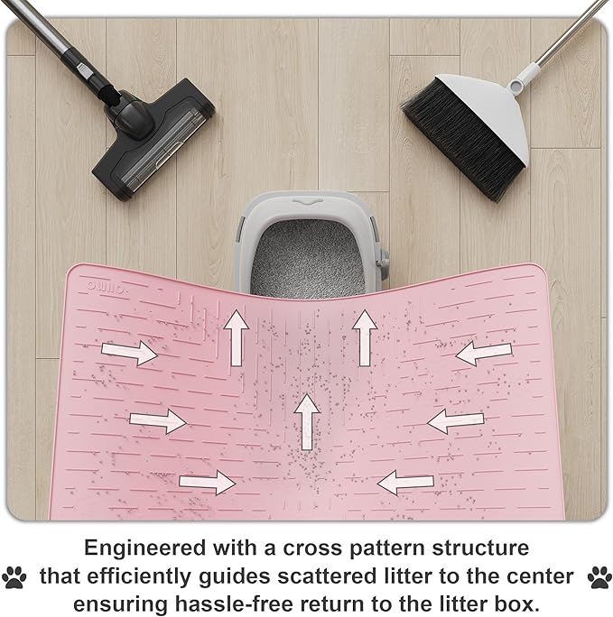 OHMO Cat Litter Mat Trapping Mat Premium Silicone 37.5x25.2，Pink, Waterproof - Image 4