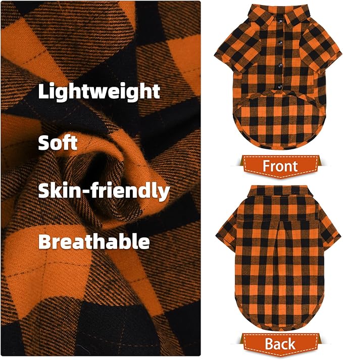 PUPTECK Plaid Fall Dog Shirt, Cute Puppy Cat Polo T-Shirt, Soft Pet Clothes Boy - Image 3
