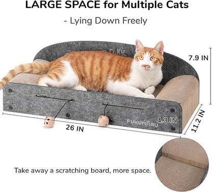 FUKUMARU 26 Inch Large Cat Scratcher Bed, 2 Reversible Cardboard Cat Scratch - Image 6