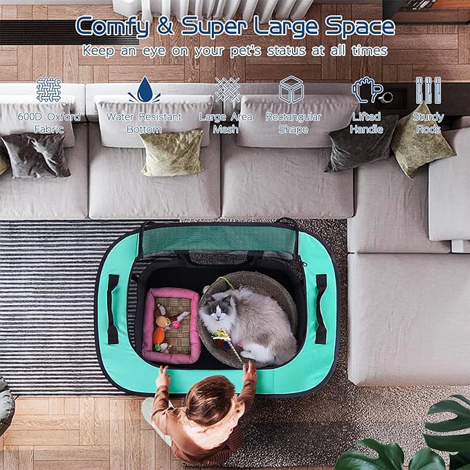 40x32x24 Inches Dog Playpen, Pet Playpen, Foldable Puppy Cat Playpen, Portable - Image 5