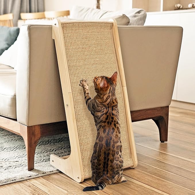 PETKARAY Cat Scratcher, Cat Sisal Scratching Ramp, L Shape Cat Scratch Pad by PETKARAY