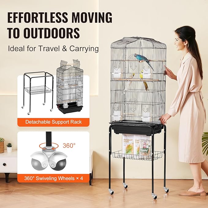 VEVOR 64-inch Open Top Large Parrot Bird Cage - Image 5