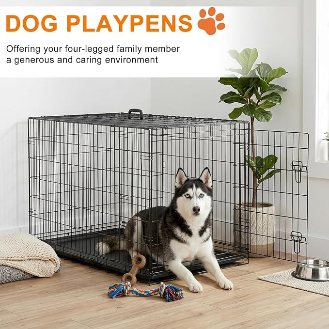 FDW XL Dog Crate 48inch Dog Cage Foldable Metal Kennel - Image 2