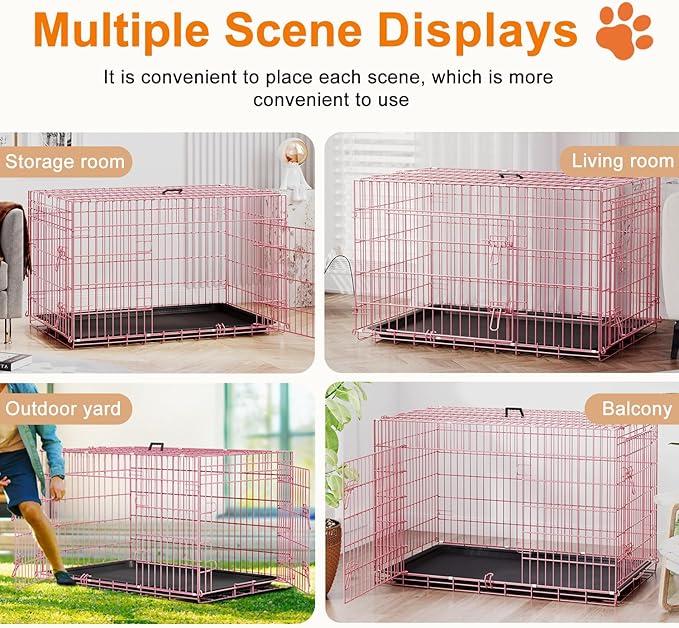 FDW Large Dog Crate 42inch Dog Cage Foldable Metal Kennel - Image 5