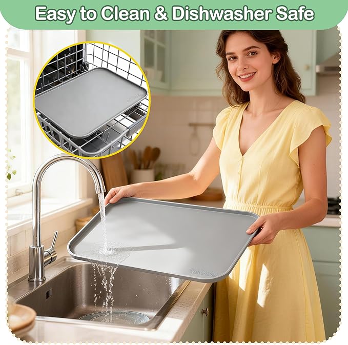 100% Waterproof Silicone Pet Feeding Mat, Warped Resistant Raised Edge BPA-Free - Image 6