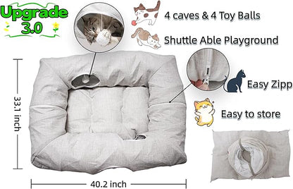 XxingSheep 4 Cave Premium Hemp Fabric XL Cat Tunnel Bed - Image 6