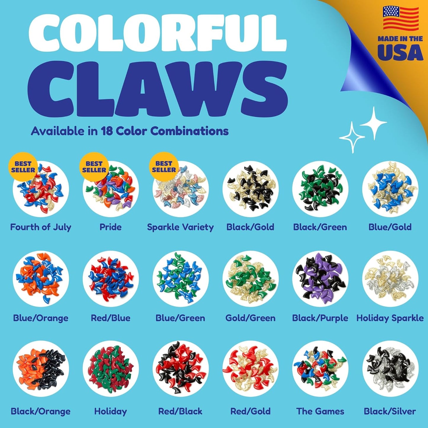 Soft Claws Cat Nail Caps for Medium Cats – (40 Caps, Sparkle Variety) - Made in USA - Veterinarian-Developed | Protects Furniture & Skin - Easy to Apply, Long-Lasting Anti-Scratch Soft Cat Claw Covers
