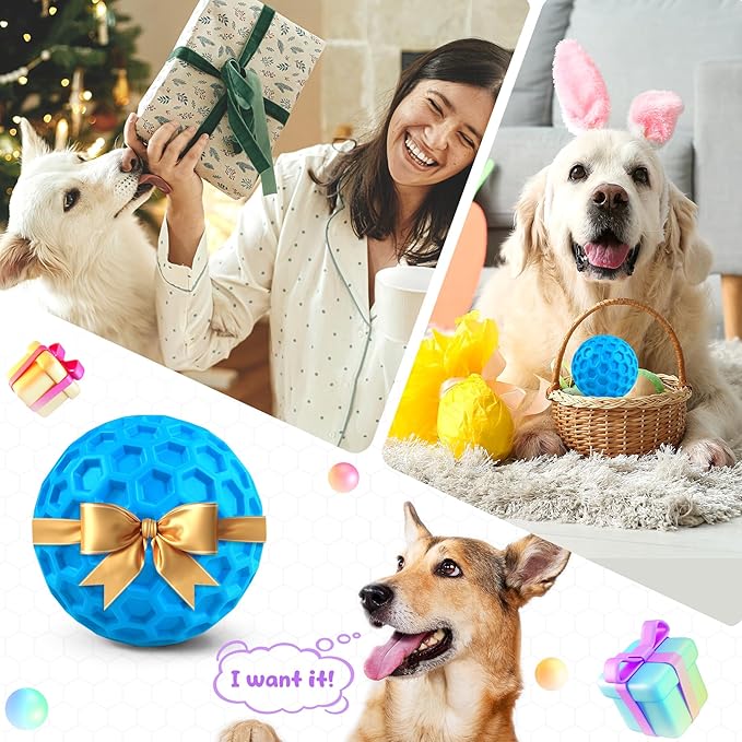 Squeaky Dog Toys for Aggressive Chewers, Indestructible Dog Balls for - Image 8
