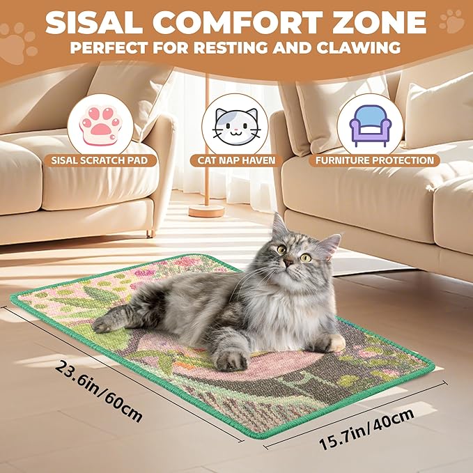 Sisal Cat Scratcher Mat, Cat Wall Scratcher - Image 2