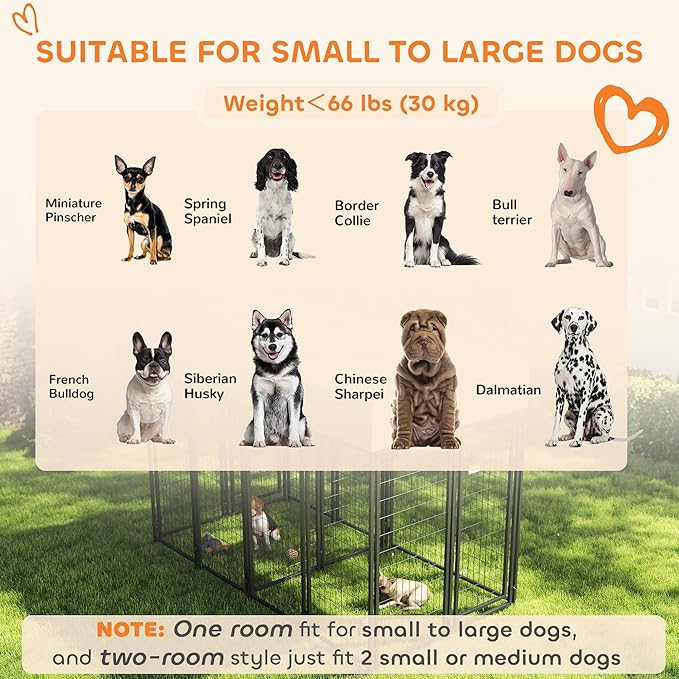 PawHut Outdoor Dog Kennel with 2 Rooms, UV-Resistant & Waterproof Cover - Image 8