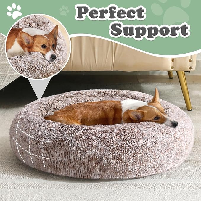 JOLLYVOGUE Dog Beds Large Sized Dog, 36 inches Calming Soft Anti-Anxiety Donut - Image 3