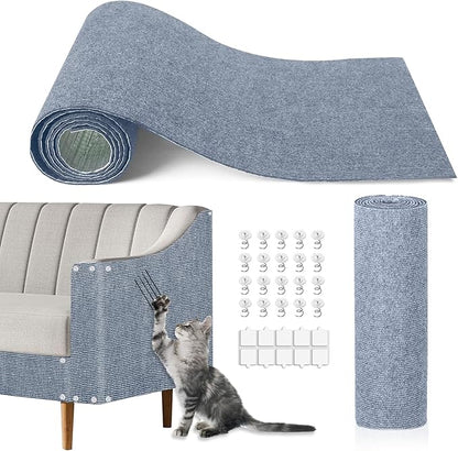 Cat Scratching Mat, 118.5"x15.9" Trimmable Self-Adhesive Cat Scratch Carpet by TEBANTY