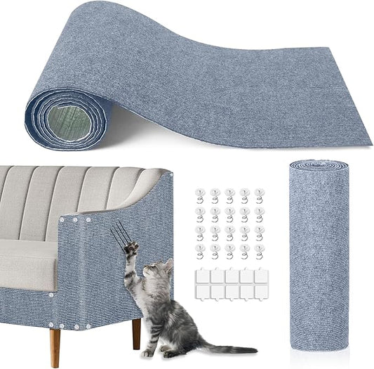 Cat Scratching Mat, 118.5"x15.9" Trimmable Self-Adhesive Cat Scratch Carpet by TEBANTY