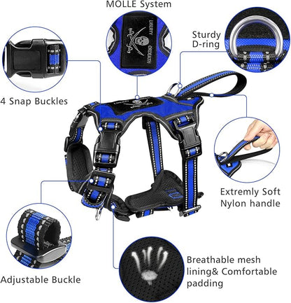 WINSEE Pet Harness Collar and Leash Set, All-in-one Reflective Dog Harness No - Image 3