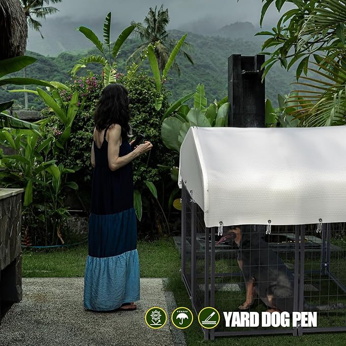 8 Panels Large Dog Kennel Outside Outdoor Dog Kennel Large - Image 5