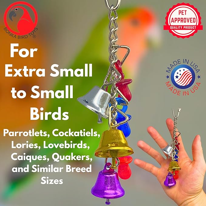 Bonka Bird Toys 1107 Jingle Bells 6" x 2" Acrylic and Metal Hanging Toy - Image 7