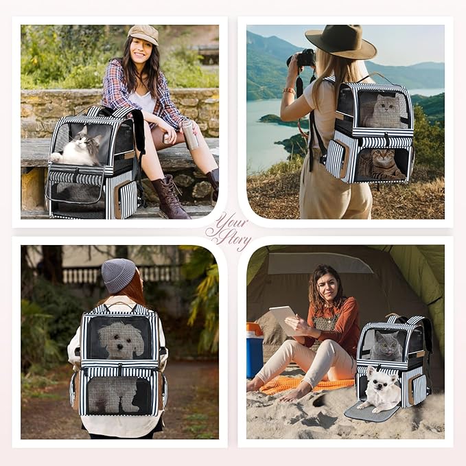 Double Cat Backpack Carrier for 2 Cats, Double-Compartment Pet Carrier Backpack - Image 6