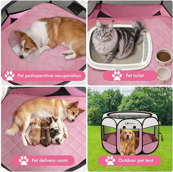 Pink Puppy Playpen for Middle Dog Cat, Dogs Tent Crate Cage Indoor/Outdoor - Image 3