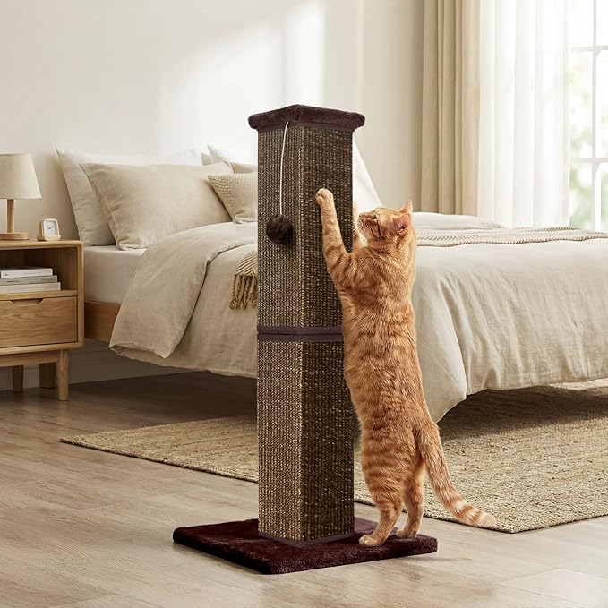 Cat Scratching Post 32 Inch for Indoor Large Cats and Kitten, Nature Sisal Tall - Image 6