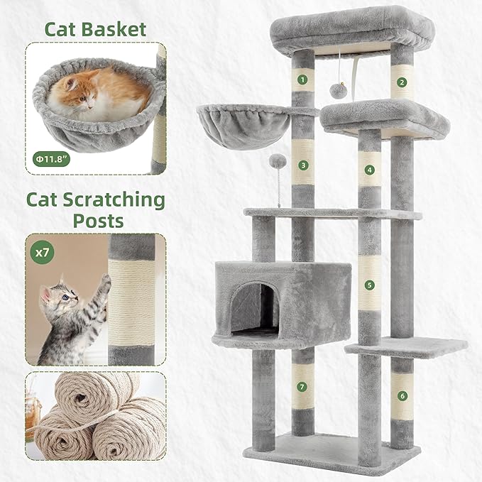 Gitelsnour Cat Tree for Indoor Cats, 55.1 inch Cat Tower - Image 5