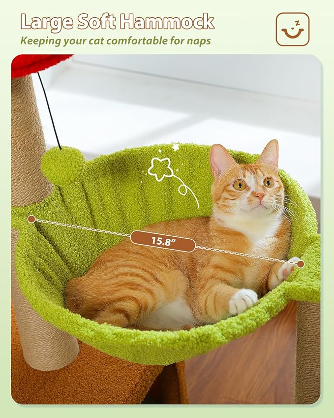 MUTTROS Flower Cat Tree with Sisal Scratching Posts, Cat Condo with Removable - Image 4