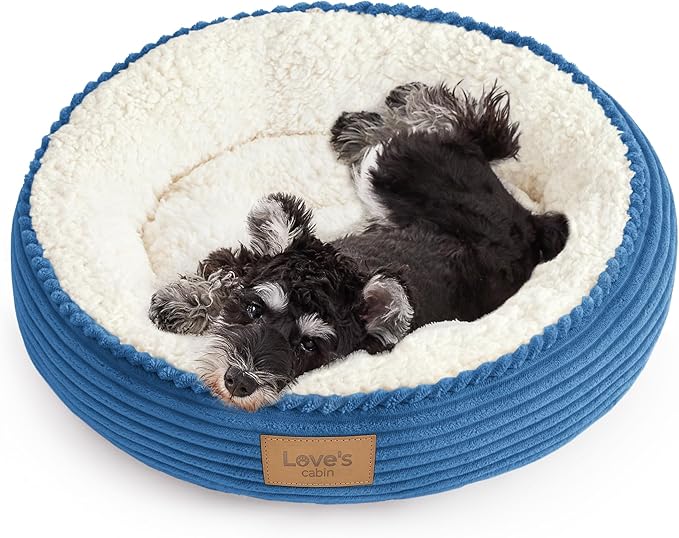 Love's cabin Round Donut Cat and Dog Cushion Bed, 24in Pet Bed by Lovescabin