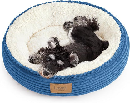 Love's cabin Round Donut Cat and Dog Cushion Bed, 24in Pet Bed by Lovescabin