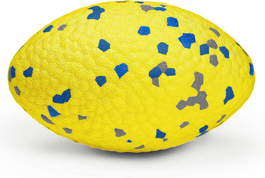 4.72" Indestructible Large Rugby Balls for Aggressive Chewers Durable Olive Bouncy Interactive Football Toy for Dogs Fetch Game Lightweight Floating Outdoor Training, Yellow