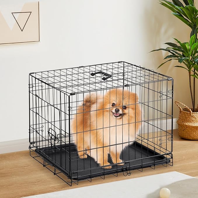 Sweetcrispy 24 Inch Single Door Dog Crate, Metal Pet Kennel - Image 2