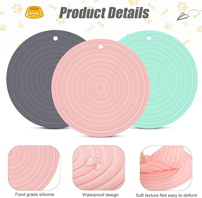 3 Pieces Silicone Pet Food Mat Feeding Mat - Image 3
