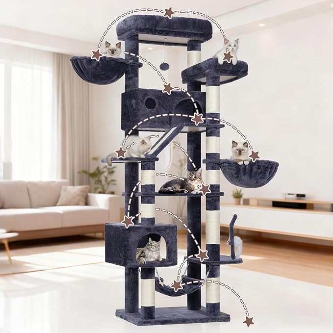 Gitelsnour Cat Tree for Large Cats, 78.7" Tall Cat Tower for Indoor Cats - Image 6