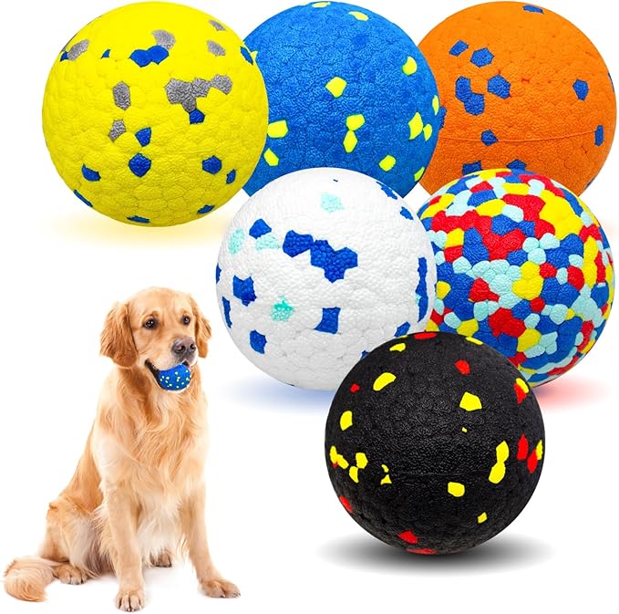 6 Pcs Dog Balls Tennis Ball for Aggressive Chewers Indestructible Dog Teething by CHEODIN
