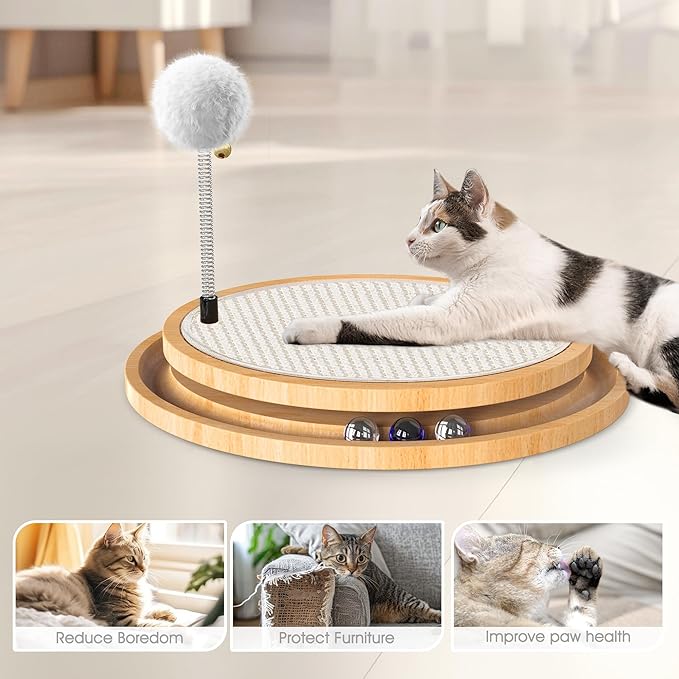 Cat Scratcher, Rolufy Cat Natural Sisal Scratching Pad, Kitten Interactive Toy - Image 3