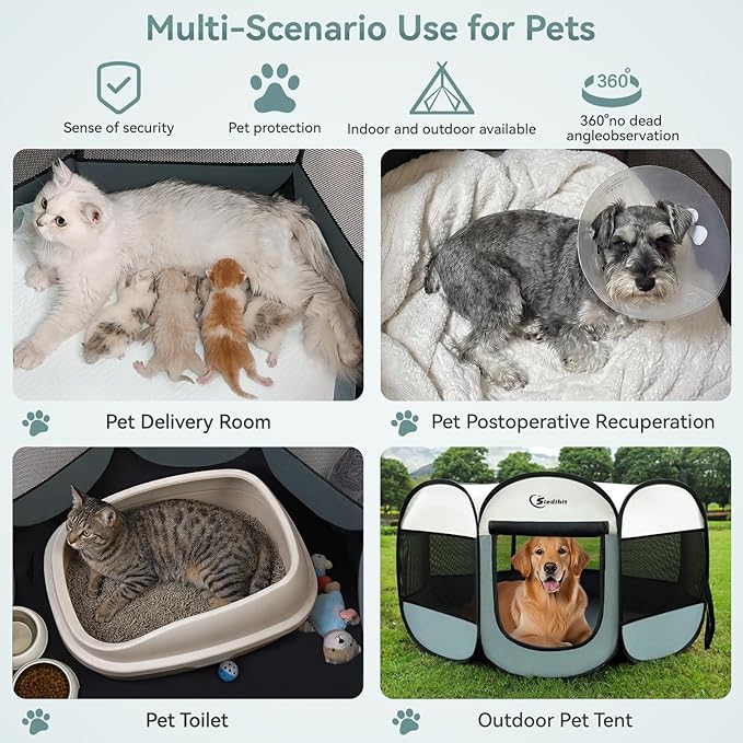 Siedihit Large Dog Cat Playpen, Puppy Pet Playpen Indoor - Image 4