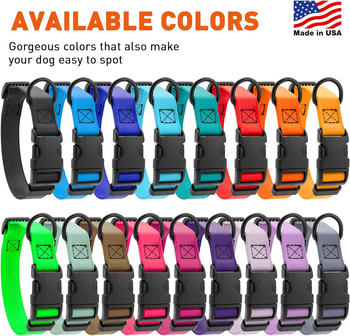 Dogline Biothane Waterproof Dog Collar with Quick Release Buckle Strong Coated Nylon Webbing with Odor- Proof for Easy Care Easy to Clean Fits Small Medium Large Dogs, Black 5/8" W 9-14" L