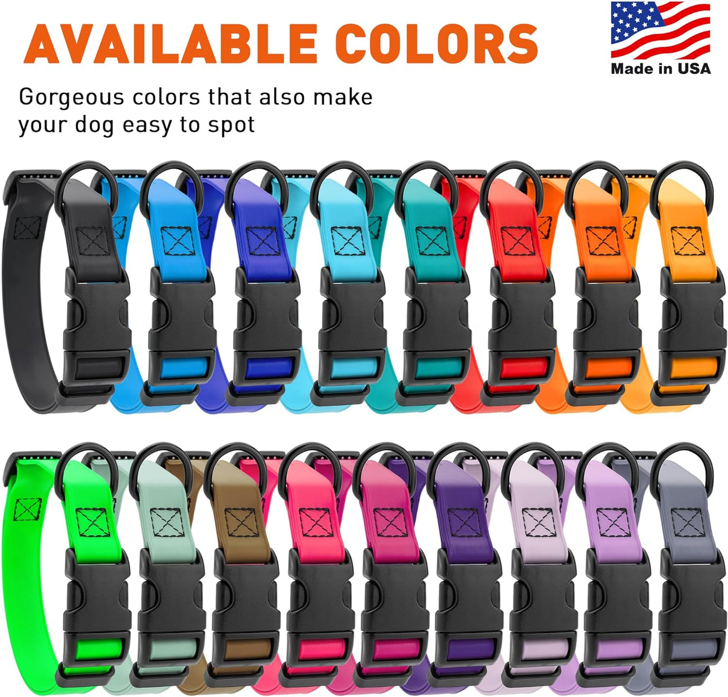 Dogline Biothane Waterproof Dog Collar with Quick Release Buckle Strong Coated Nylon Webbing with Odor- Proof for Easy Care Easy to Clean Fits Small Medium Large Dogs, Lime Green 1" W 15-25" L