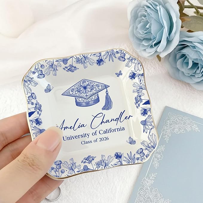 LOVELYPOD Personalized Graduation Trinket Tray, Personalized College Ring Dish - Image 4