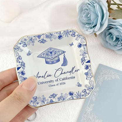 LOVELYPOD Personalized Graduation Trinket Tray, Personalized College Ring Dish - Image 4