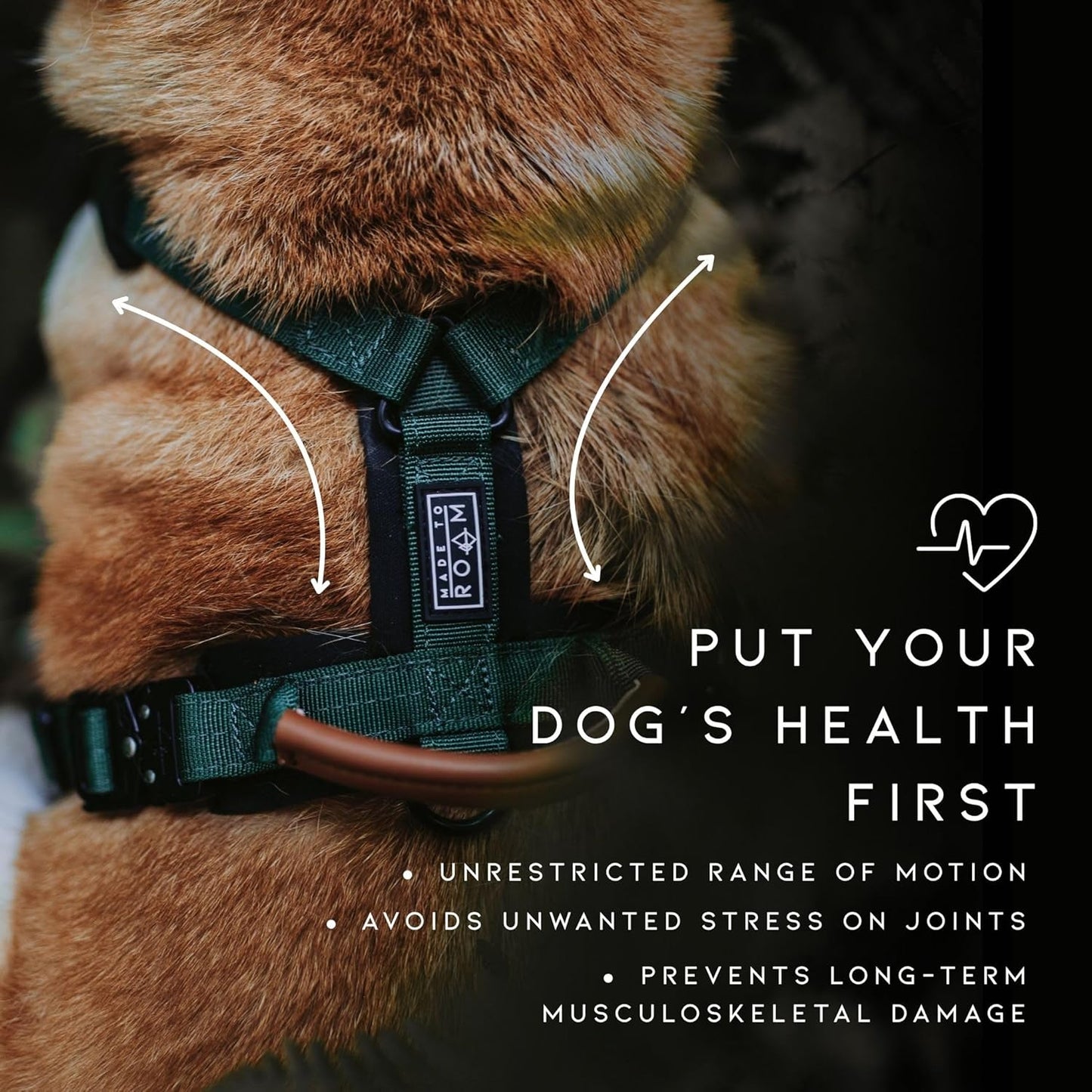 MADE TO ROAM Premium Explorer Harness - Y-Shaped Dog Harness with Adjustable Durable Nylon, Soft Padding, Metal Buckles and Leather Handle for Small, Medium, Large Dogs (Carolina Blooms, Size 7)
