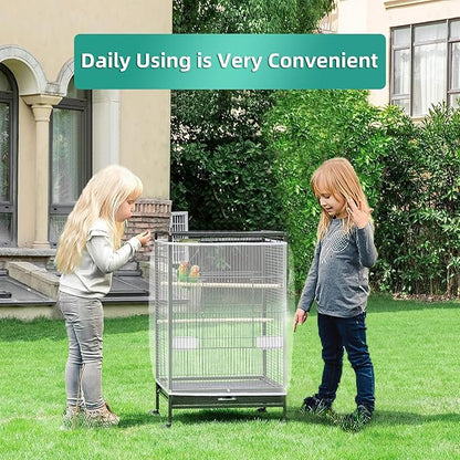 Large Bird Cage Cover, Bird Cage Seed Catcher, Adjustable Soft Airy Nylon Mesh - Image 4