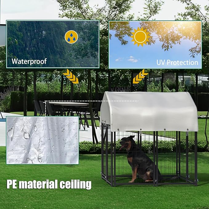 8 Panels Large Dog Kennel Outside Outdoor Dog Kennel Large - Image 3